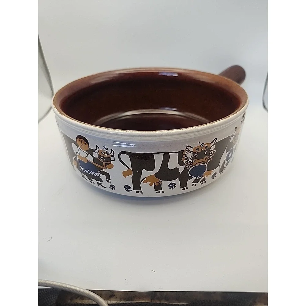 Landert 22 Fondue Pot Swiss Pottery Stoneware MCM 8.5